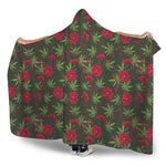 Hemp Leaves And Flowers Pattern Print Hooded Blanket