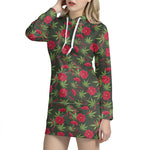 Hemp Leaves And Flowers Pattern Print Hoodie Dress