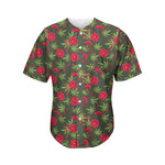 Hemp Leaves And Flowers Pattern Print Men's Baseball Jersey