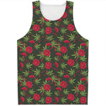 Hemp Leaves And Flowers Pattern Print Men's Tank Top