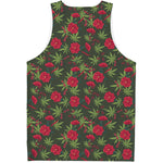 Hemp Leaves And Flowers Pattern Print Men's Tank Top