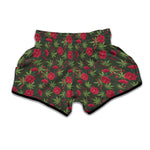 Hemp Leaves And Flowers Pattern Print Muay Thai Boxing Shorts