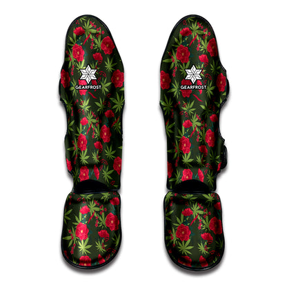 Hemp Leaves And Flowers Pattern Print Muay Thai Shin Guard