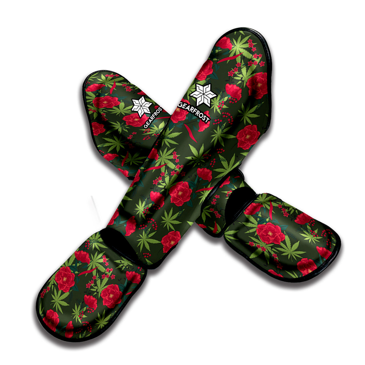 Hemp Leaves And Flowers Pattern Print Muay Thai Shin Guard