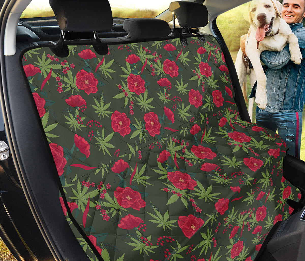 Hemp Leaves And Flowers Pattern Print Pet Car Back Seat Cover