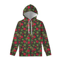 Hemp Leaves And Flowers Pattern Print Pullover Hoodie