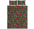 Hemp Leaves And Flowers Pattern Print Quilt Bed Set