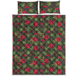 Hemp Leaves And Flowers Pattern Print Quilt Bed Set