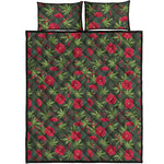 Hemp Leaves And Flowers Pattern Print Quilt Bed Set