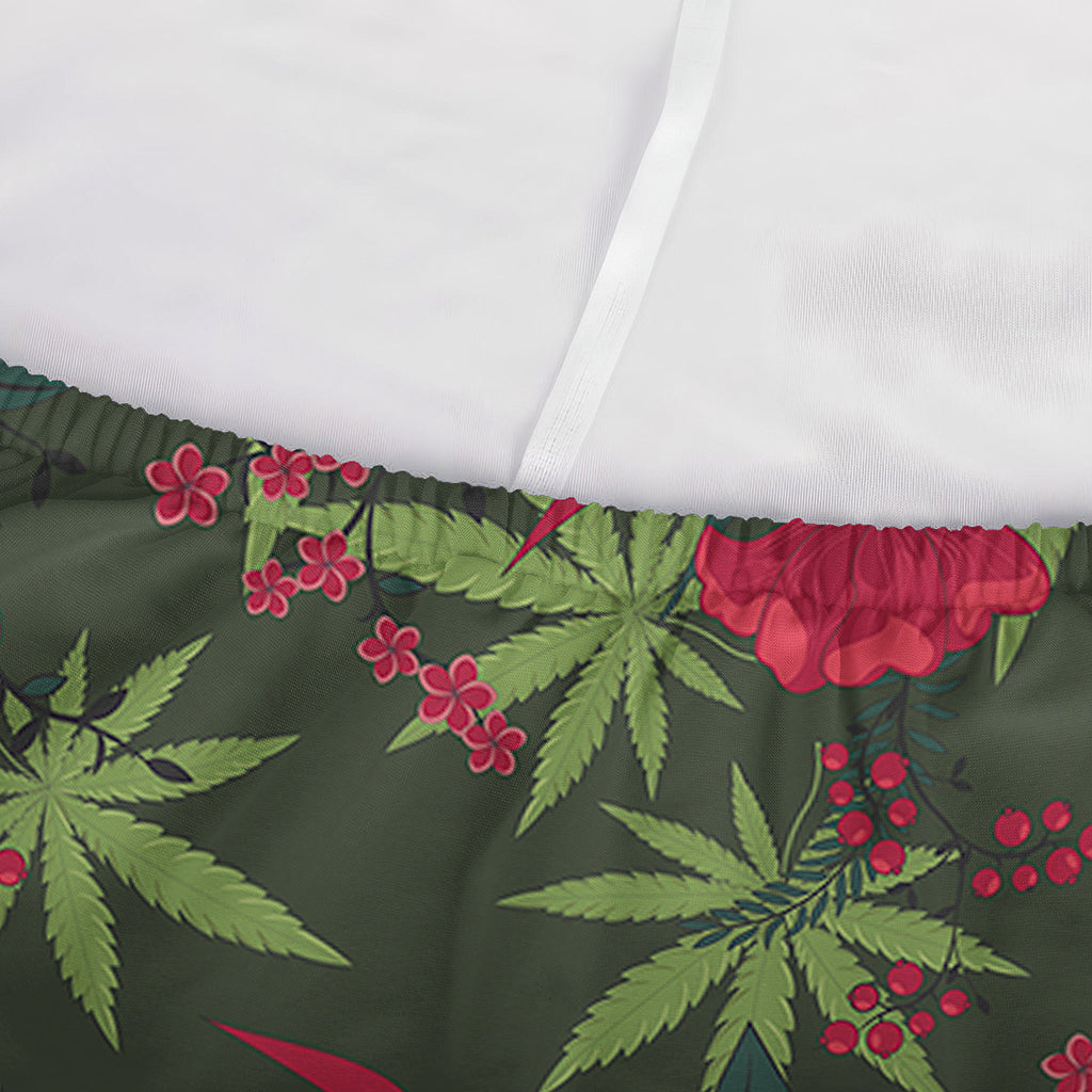 Hemp Leaves And Flowers Pattern Print Sofa Cover