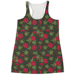 Hemp Leaves And Flowers Pattern Print Women's Racerback Tank Top