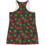 Hemp Leaves And Flowers Pattern Print Women's Racerback Tank Top