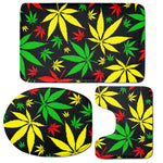 Hemp Leaves Reggae Pattern Print 3 Piece Bath Mat Set