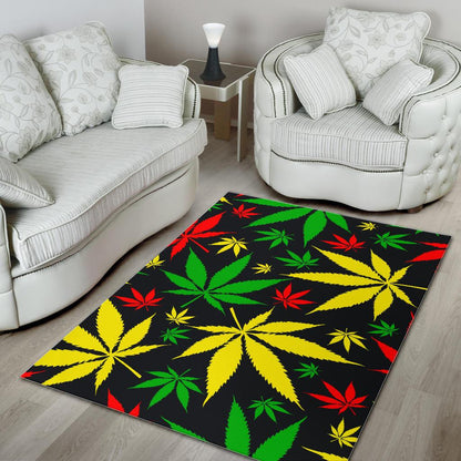 Hemp Leaves Reggae Pattern Print Area Rug GearFrost
