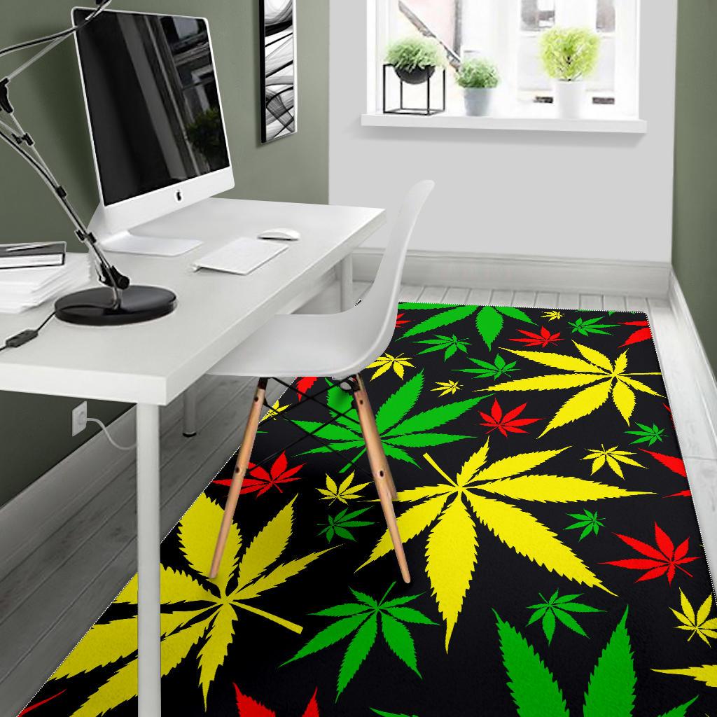 Hemp Leaves Reggae Pattern Print Area Rug GearFrost