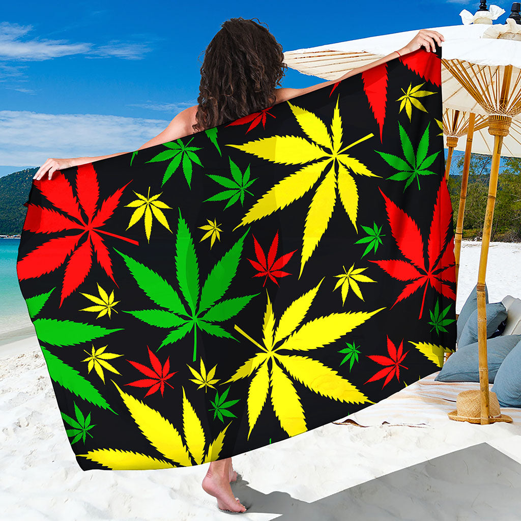 Hemp Leaves Reggae Pattern Print Beach Sarong Wrap
