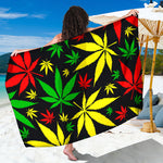 Hemp Leaves Reggae Pattern Print Beach Sarong Wrap