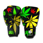 Hemp Leaves Reggae Pattern Print Boxing Gloves