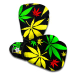 Hemp Leaves Reggae Pattern Print Boxing Gloves