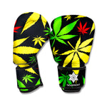 Hemp Leaves Reggae Pattern Print Boxing Gloves