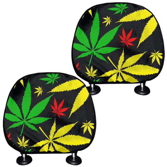 Hemp Leaves Reggae Pattern Print Car Headrest Covers