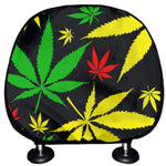 Hemp Leaves Reggae Pattern Print Car Headrest Covers