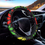 Hemp Leaves Reggae Pattern Print Car Steering Wheel Cover