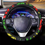 Hemp Leaves Reggae Pattern Print Car Steering Wheel Cover