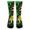 Hemp Leaves Reggae Pattern Print Crew Socks