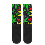 Hemp Leaves Reggae Pattern Print Crew Socks