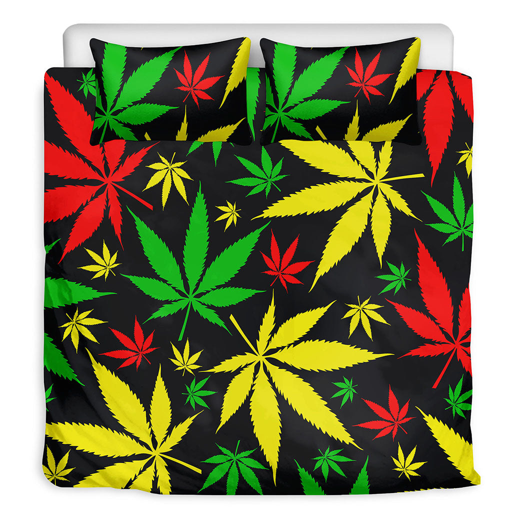 Hemp Leaves Reggae Pattern Print Duvet Cover Bedding Set