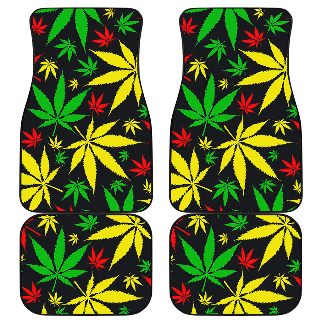 Hemp Leaves Reggae Pattern Print Front and Back Car Floor Mats