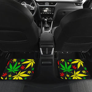 Hemp Leaves Reggae Pattern Print Front and Back Car Floor Mats