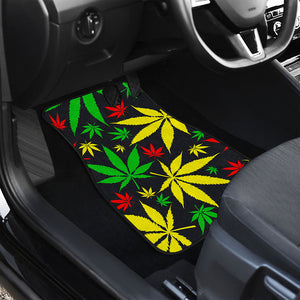 Hemp Leaves Reggae Pattern Print Front and Back Car Floor Mats