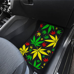 Hemp Leaves Reggae Pattern Print Front and Back Car Floor Mats