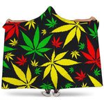Hemp Leaves Reggae Pattern Print Hooded Blanket