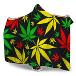 Hemp Leaves Reggae Pattern Print Hooded Blanket