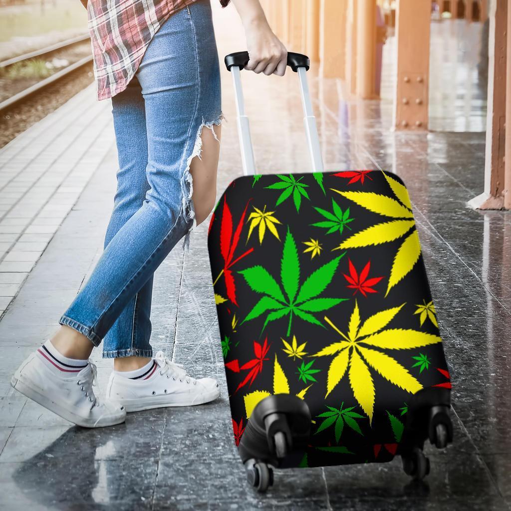 Hemp Leaves Reggae Pattern Print Luggage Cover GearFrost