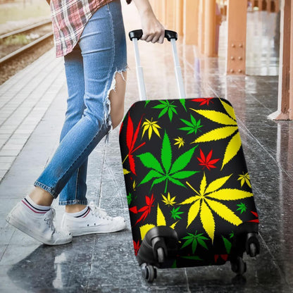 Hemp Leaves Reggae Pattern Print Luggage Cover GearFrost