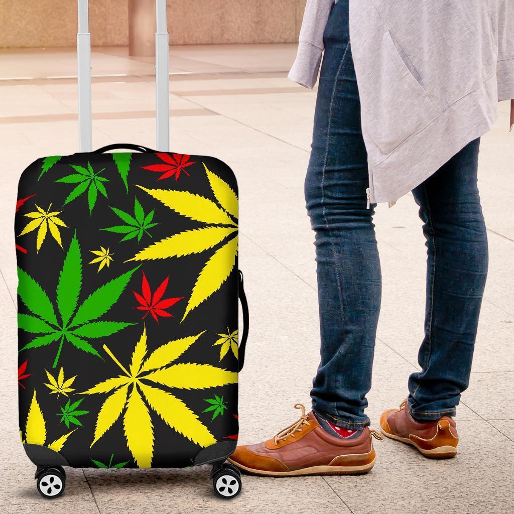 Hemp Leaves Reggae Pattern Print Luggage Cover GearFrost