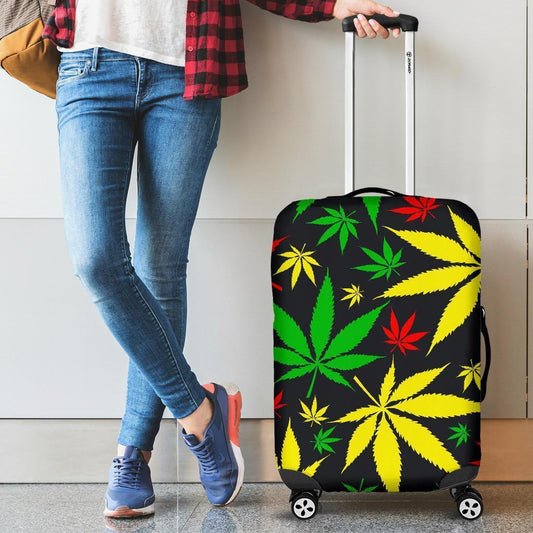 Hemp Leaves Reggae Pattern Print Luggage Cover GearFrost
