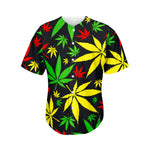 Hemp Leaves Reggae Pattern Print Men's Baseball Jersey