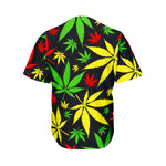 Hemp Leaves Reggae Pattern Print Men's Baseball Jersey