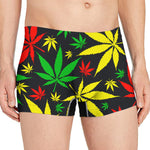 Hemp Leaves Reggae Pattern Print Men's Boxer Briefs