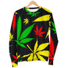 Hemp Leaves Reggae Pattern Print Men's Crewneck Sweatshirt GearFrost