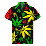 Hemp Leaves Reggae Pattern Print Men's Short Sleeve Shirt