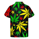 Hemp Leaves Reggae Pattern Print Men's Short Sleeve Shirt
