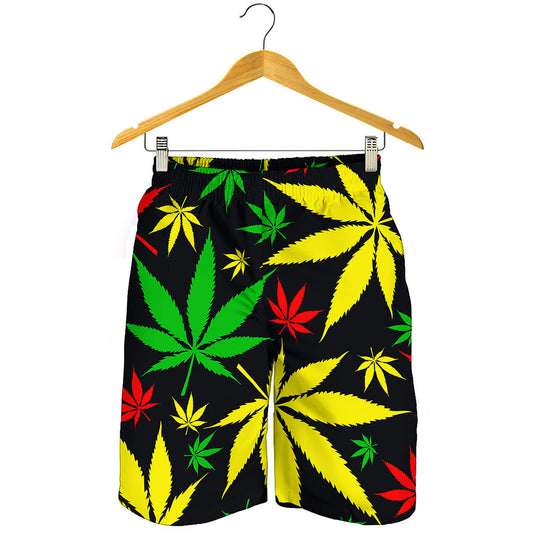 Hemp Leaves Reggae Pattern Print Men's Shorts