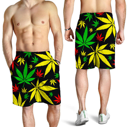 Hemp Leaves Reggae Pattern Print Men's Shorts