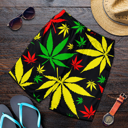 Hemp Leaves Reggae Pattern Print Men's Shorts
